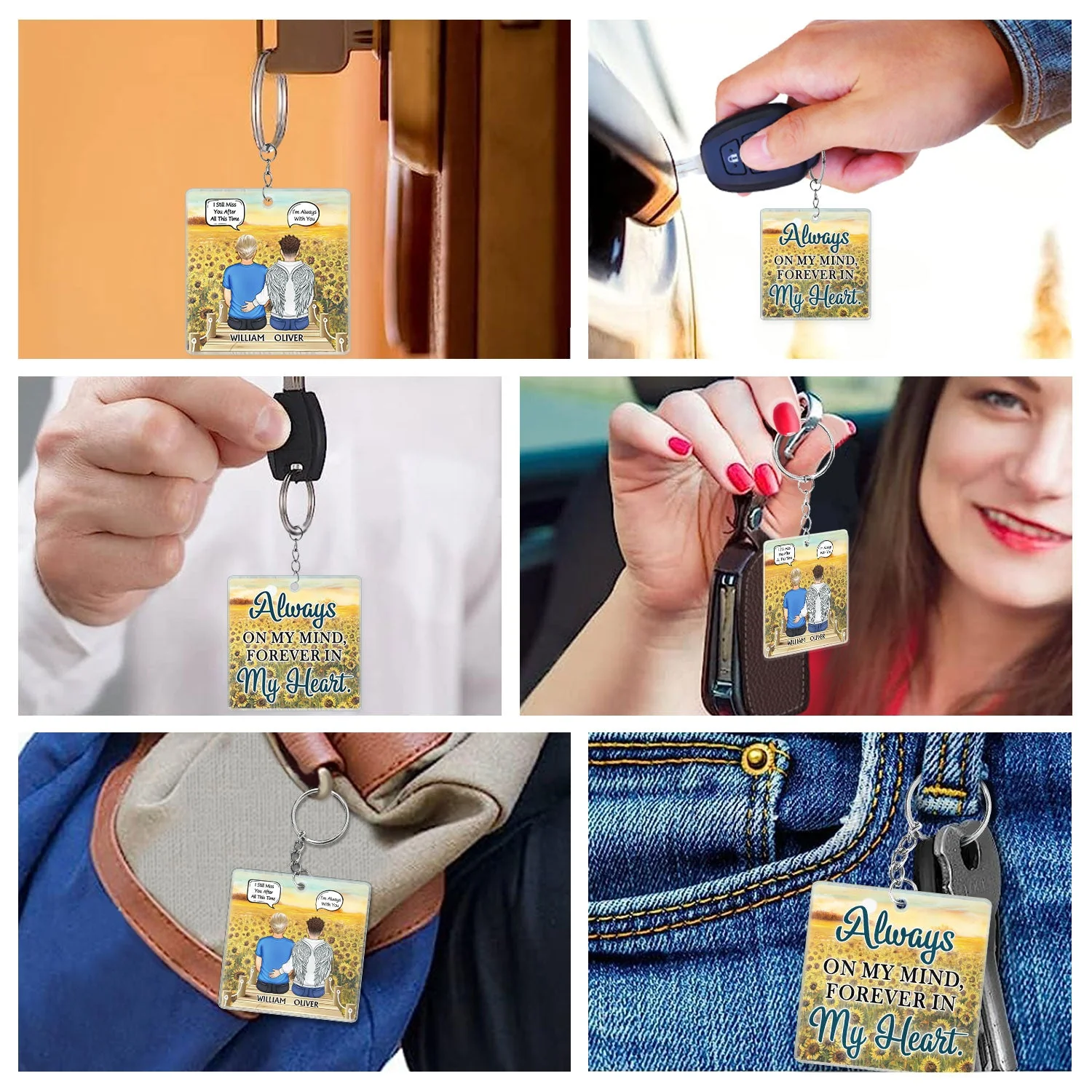 Always On My Mind - Memorial Gift For Family, Friends, Siblings - Personalized Acrylic Keychain - Image 6