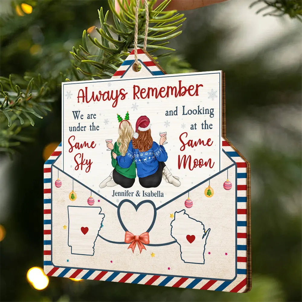 Always Remember We Are Under The Same Sky - Personalized Custom Shaped Wooden Ornament - Image 2