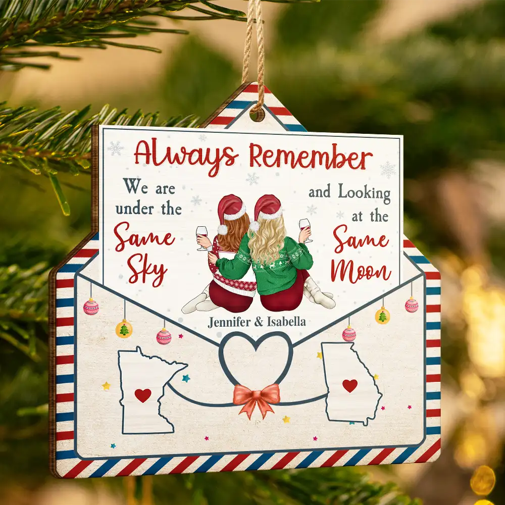 Always Remember We Are Under The Same Sky - Personalized Custom Shaped Wooden Ornament - Image 3