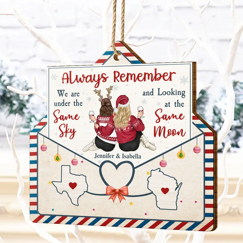 Always Remember We Are Under The Same Sky - Personalized Custom Shaped Wooden Ornament - Image 4
