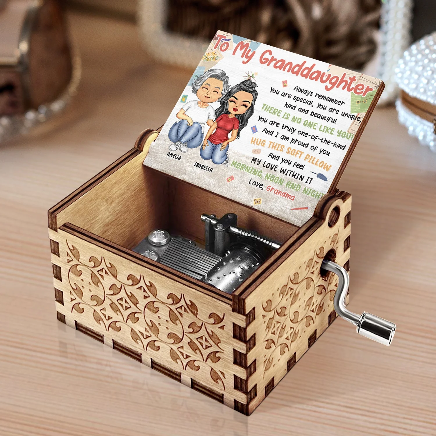 Always Remember You Are Special - Gift For Granddaughter, Grandson, Kids - Personalized Spin Button, Hand Crank Music Box - Image 3