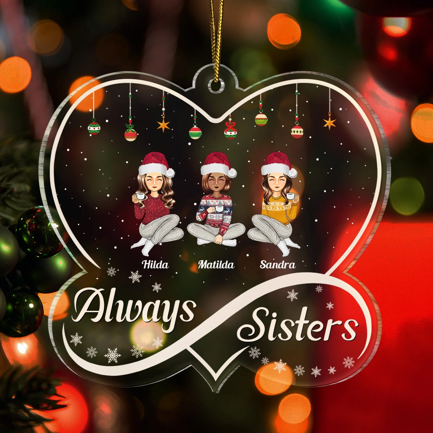 Always Sister - Christmas Gift For Sisters - Personalized Custom Shaped Acrylic Ornament - Image 3