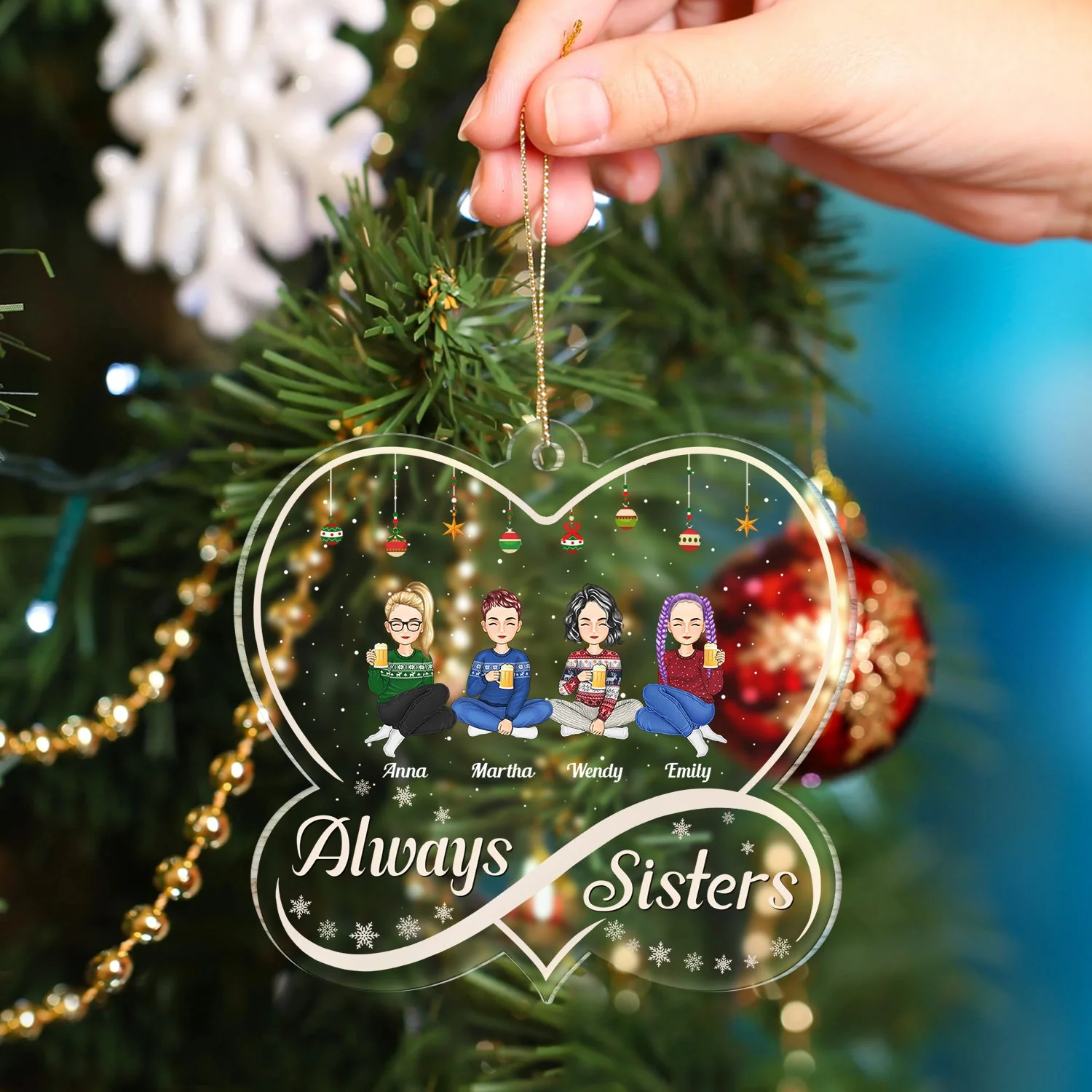 Always Sister - Christmas Gift For Sisters - Personalized Custom Shaped Acrylic Ornament - Image 4