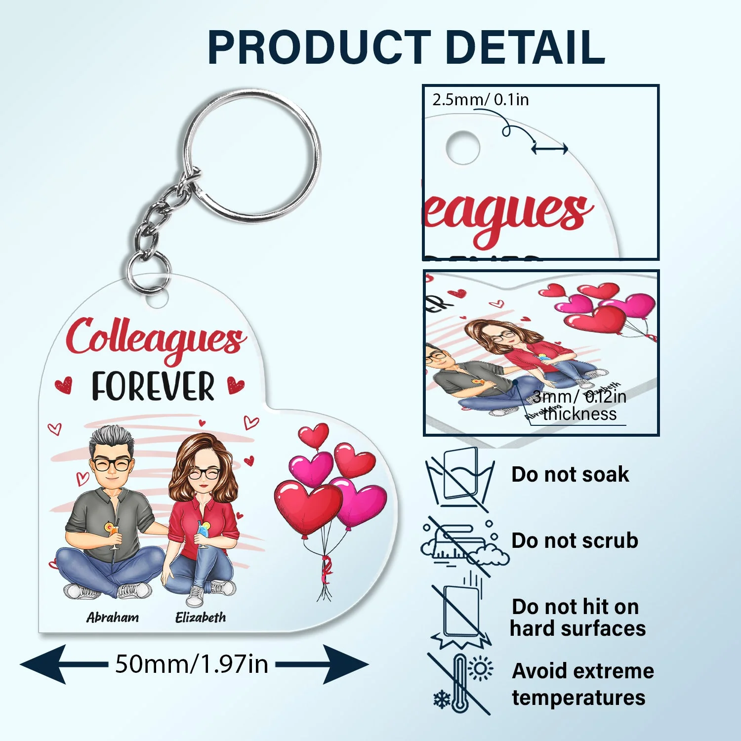 Always Sisters Besties Forever - Birthday Gifts For Best Friends, BFF, Brothers, Siblings, Colleagues - Personalized Custom Acrylic Keychain - Image 5