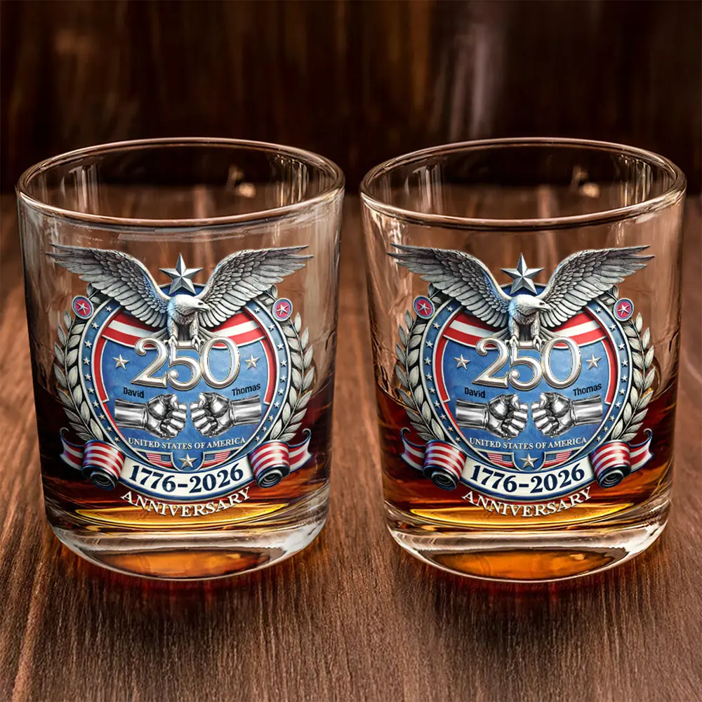 America 250 Anniversary Brother Hand Punch - Personalized Whiskey Glass - Image 2