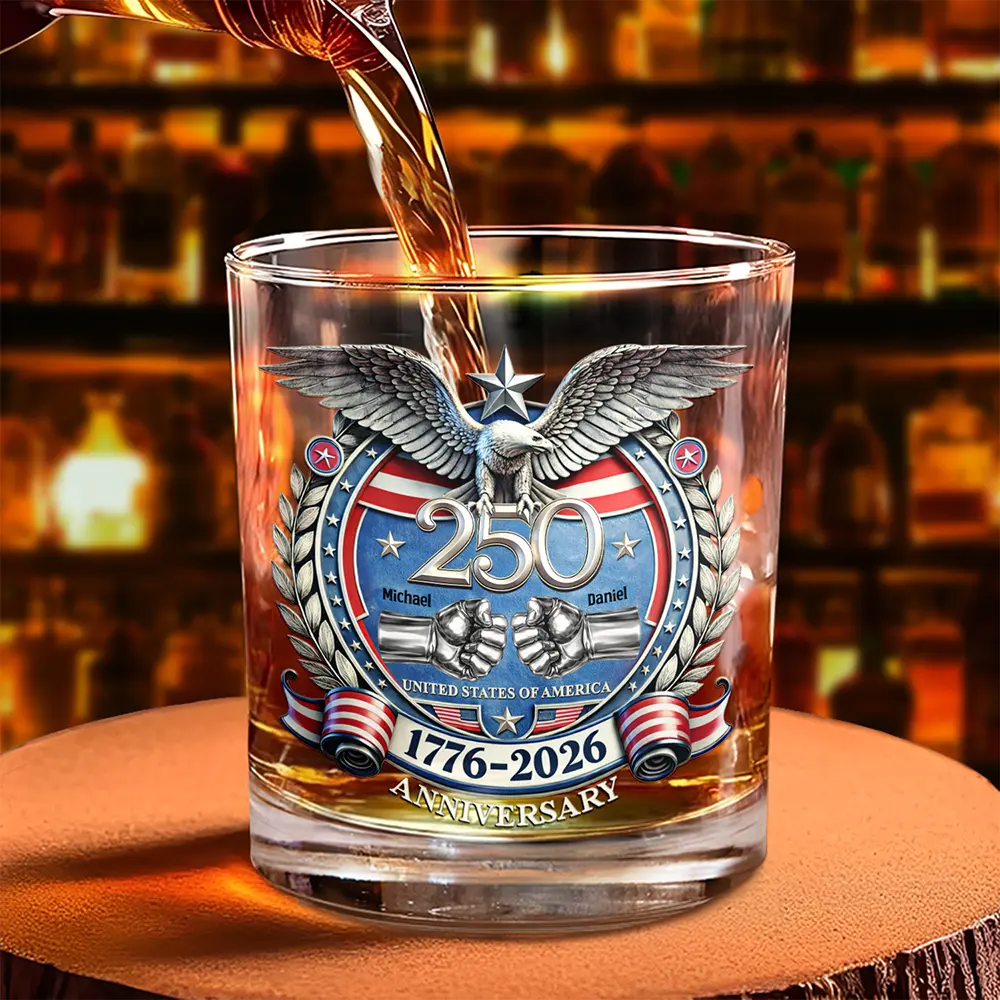 America 250 Anniversary Brother Hand Punch - Personalized Whiskey Glass - Image 4