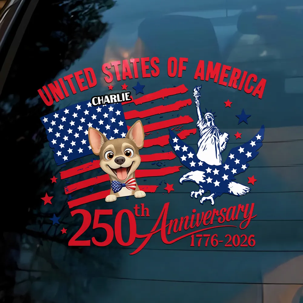 America 250 Anniversary Dog Cat Lover - Personalized Decor Decal - Image 3