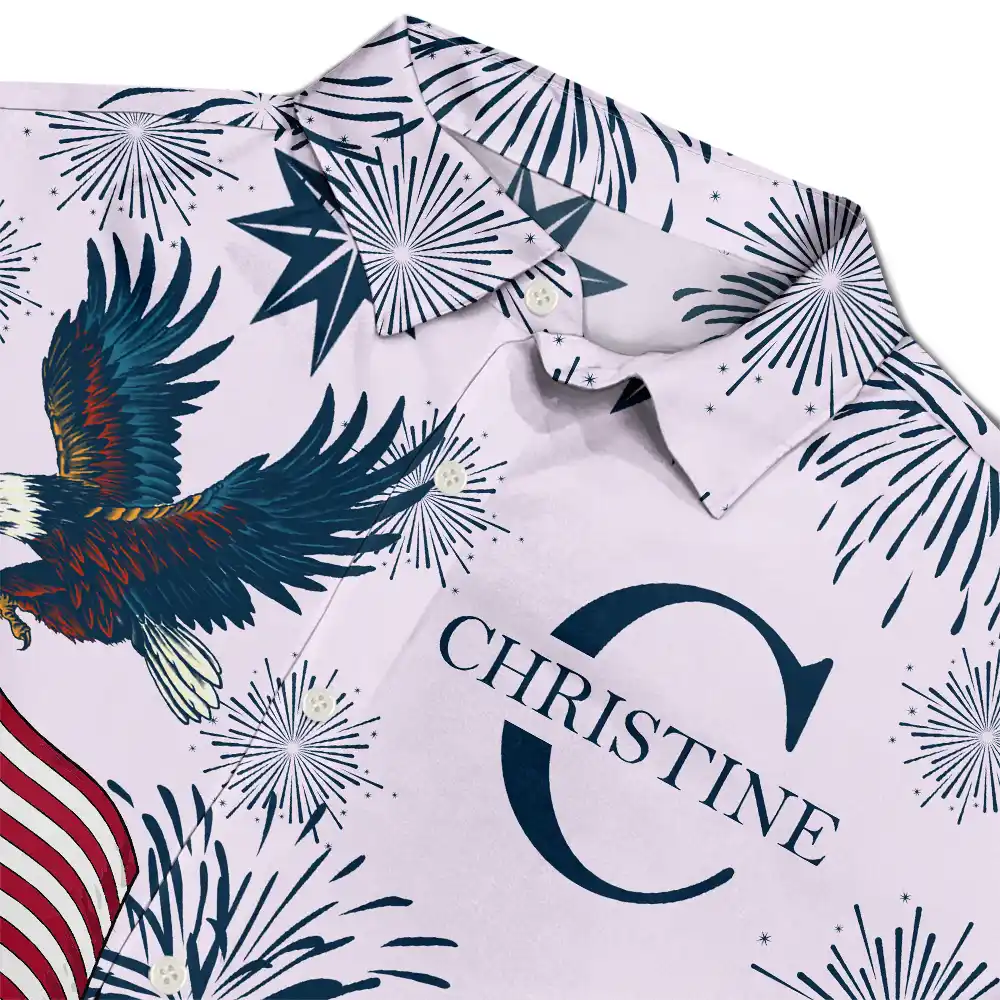 America 250 Anniversary Eagle USA Flag Custom Name - Personalized Hawaiian Shirt - Image 4