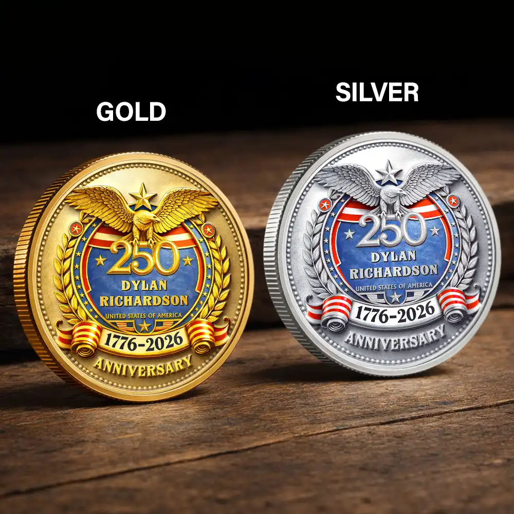 America 250 Anniversary Family Name - Personalized Commemorative Keepsake Coin - Image 2