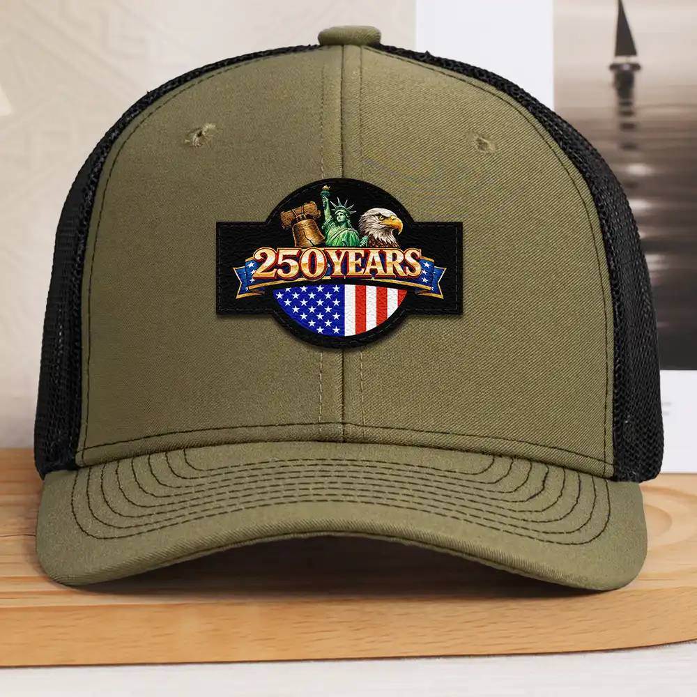 America 250 Years Anniversary USA Symbols - Leather Patch Hat - Image 2