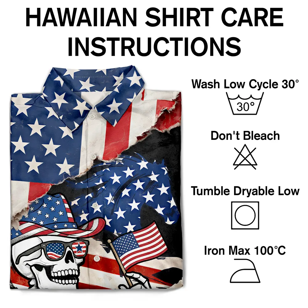 America 250 Years Cowboy Skeleton - Hawaiian Shirt - Image 7