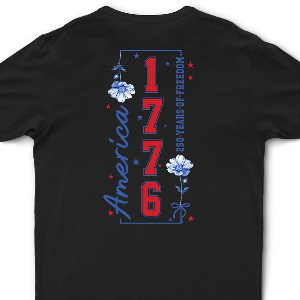 America 250 Years Of Freedom Birth Flower - Personalized T Shirt - Image 2