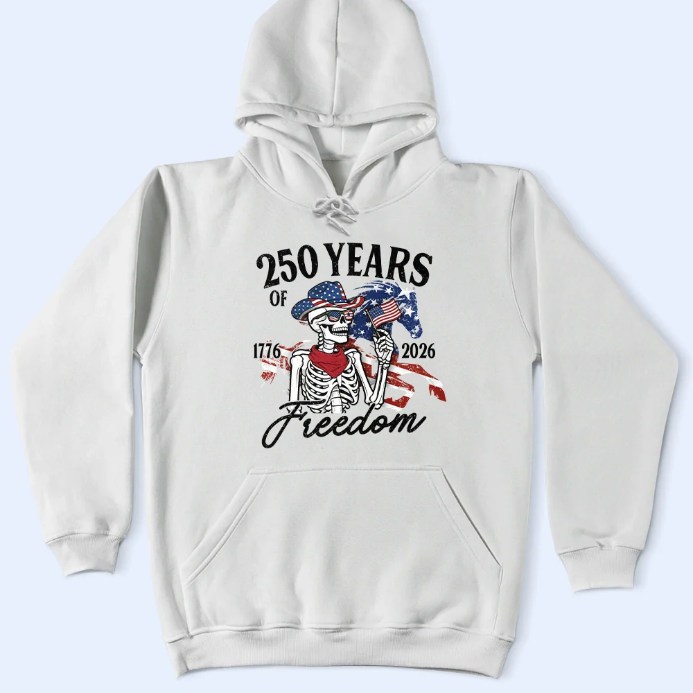 America 250 Years Of Freedom Cowboy Skeleton - T Shirt - Image 5