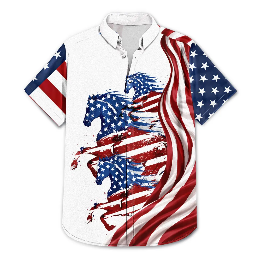America 250 Years Of Freedom Cowboy Skeleton With Horses - Hawaiian Shirt - Image 3