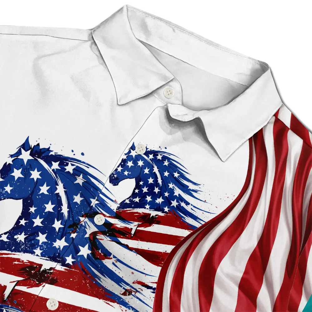 America 250 Years Of Freedom Cowboy Skeleton With Horses - Hawaiian Shirt - Image 4
