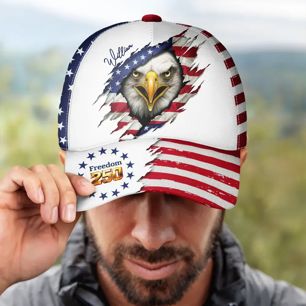America 250 Years Of Freedom Eagle - Personalized Classic Cap - Image 4