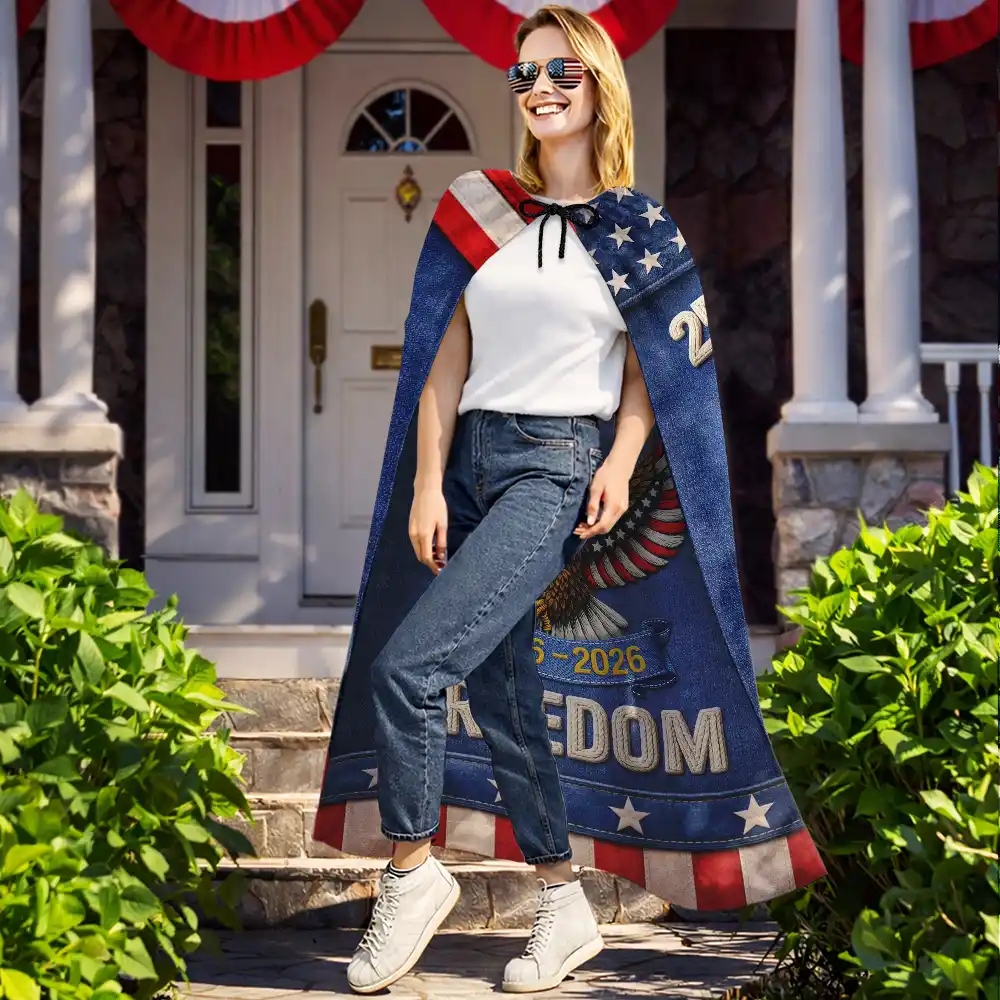 America 250 Years Of Freedom Embroidered Effect Print - Personalized Costume Cape - Image 2