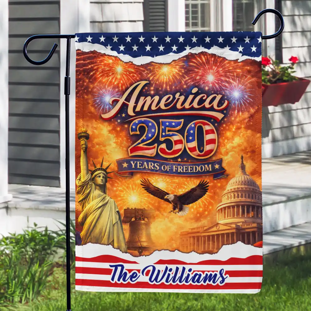 America 250 Years Of Freedom With Iconic Symbols - Personalized Flag - Image 3
