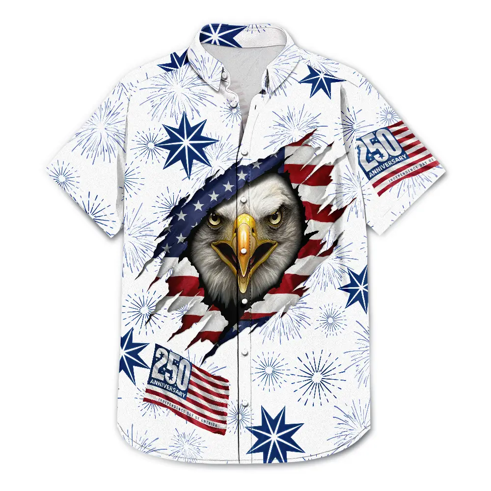 America 250 Years Patriotic Eagle Breaks Free - Hawaiian Shirt - Image 3