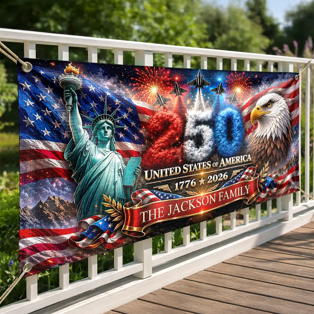 America 250th Anniversary Family Name - Personalized Horizontal Banner - Image 3