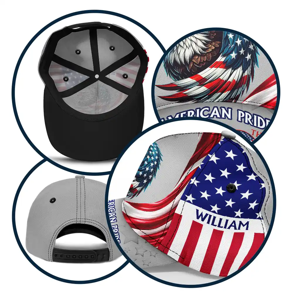 America 250th Anniversary US Pride Patriotic Eagle - Personalized Classic Cap - Image 6
