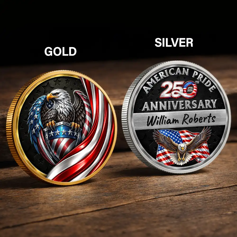 America 250th Anniversary US Pride Patriotic Eagle - Personalized Commemorative Keepsake Coin - Image 2