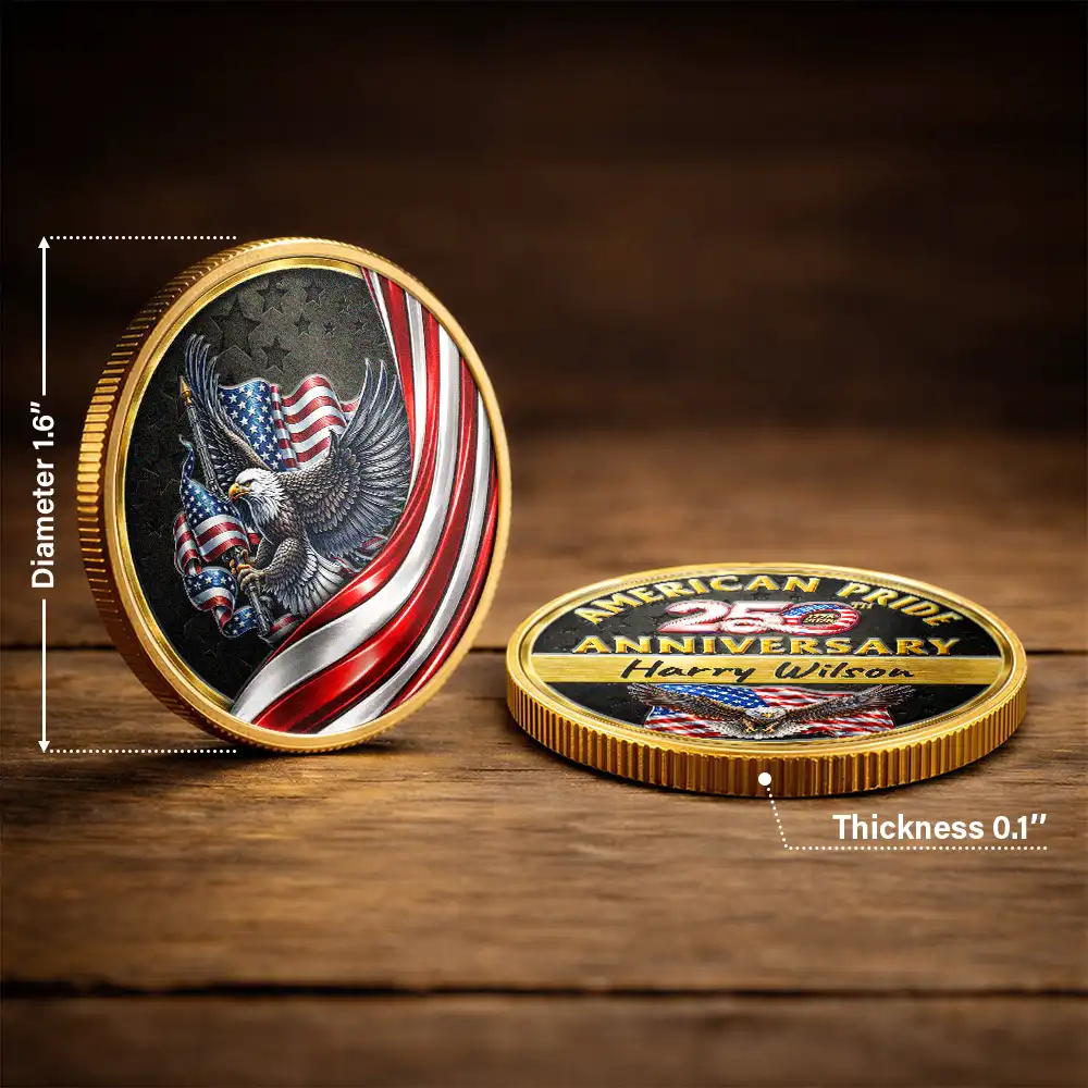 America 250th Anniversary US Pride Patriotic Eagle - Personalized Commemorative Keepsake Coin - Image 3