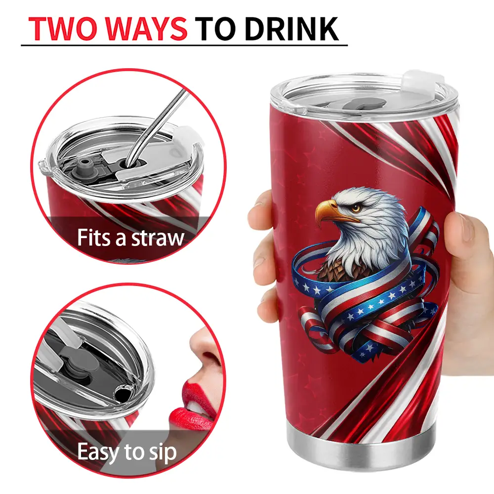 America 250th Anniversary US Pride Patriotic Eagle - Personalized Tumbler - Image 4