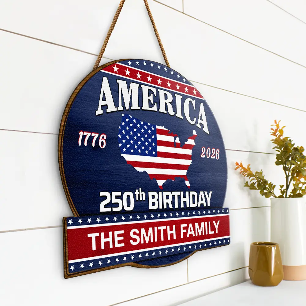 America 250th Anniversary US Semiquincentennial Birthday - Personalized Custom Shaped Wood Sign - Image 2