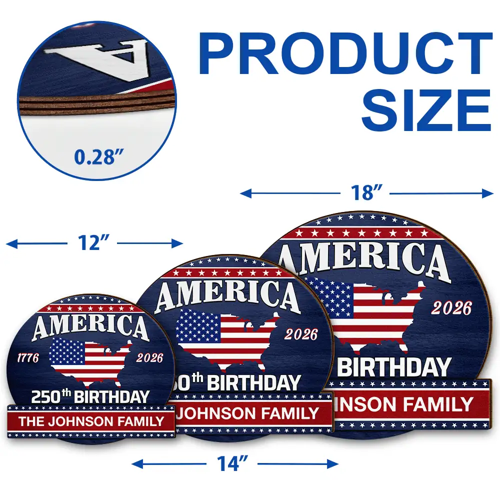 America 250th Anniversary US Semiquincentennial Birthday - Personalized Custom Shaped Wood Sign - Image 5