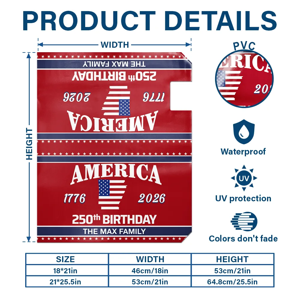 America 250th Anniversary US Semiquincentennial Birthday - Personalized Mailbox Cover - Image 6