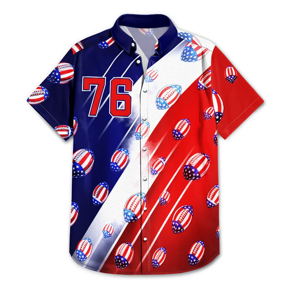 America 250th Number 76 American Football - Hawaiian Shirt - Image 3