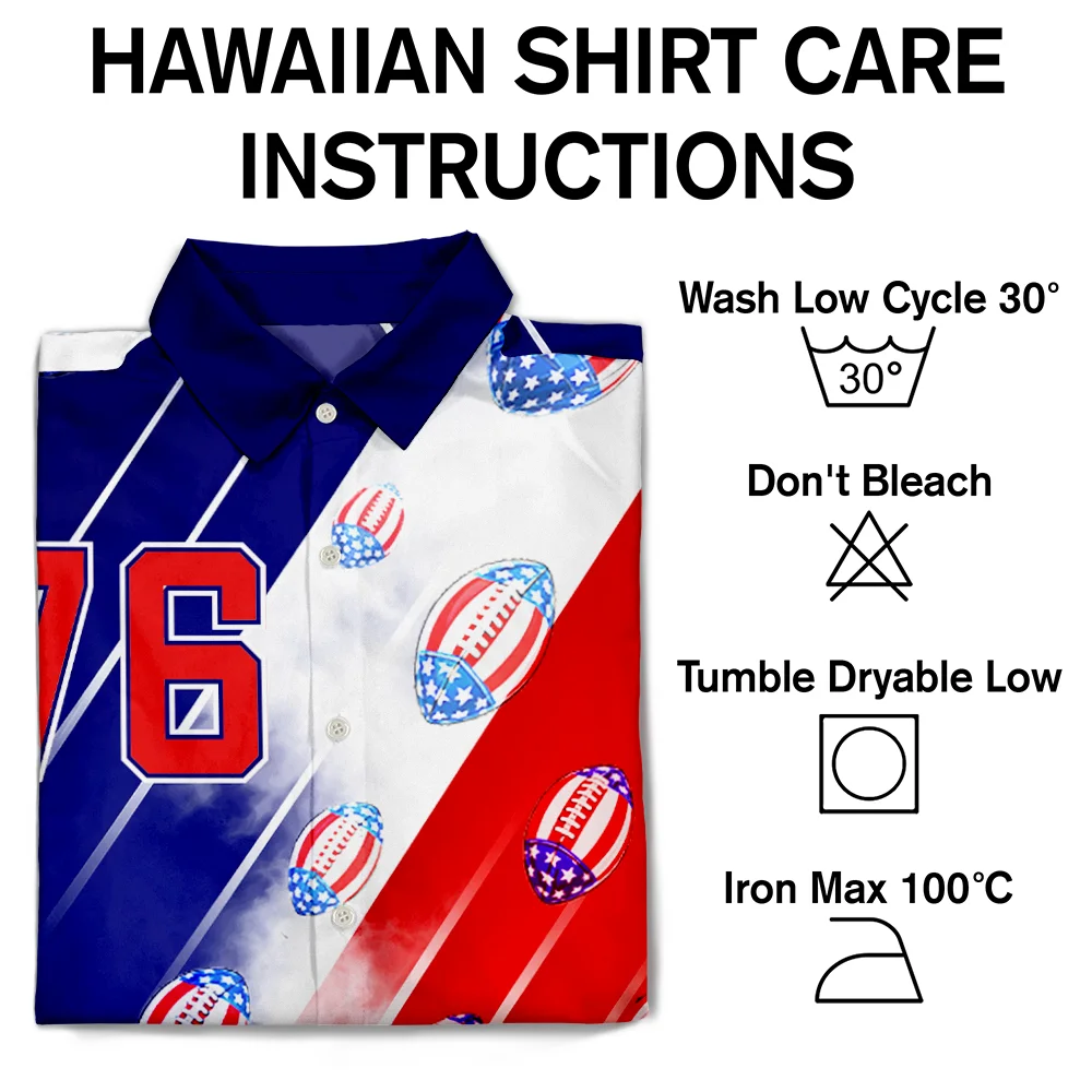 America 250th Number 76 American Football - Hawaiian Shirt - Image 7