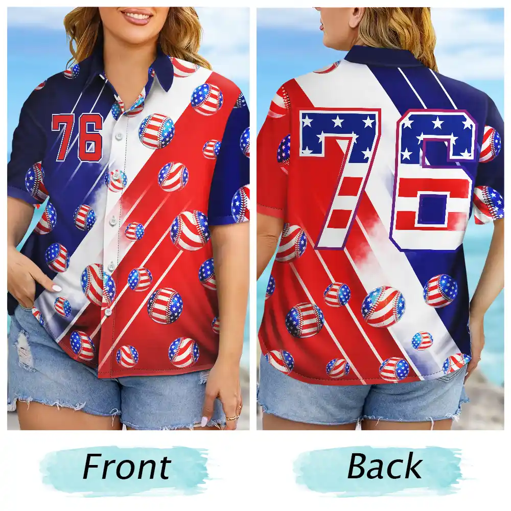 America 250th Number 76 Baseball - Hawaiian Shirt - Image 6