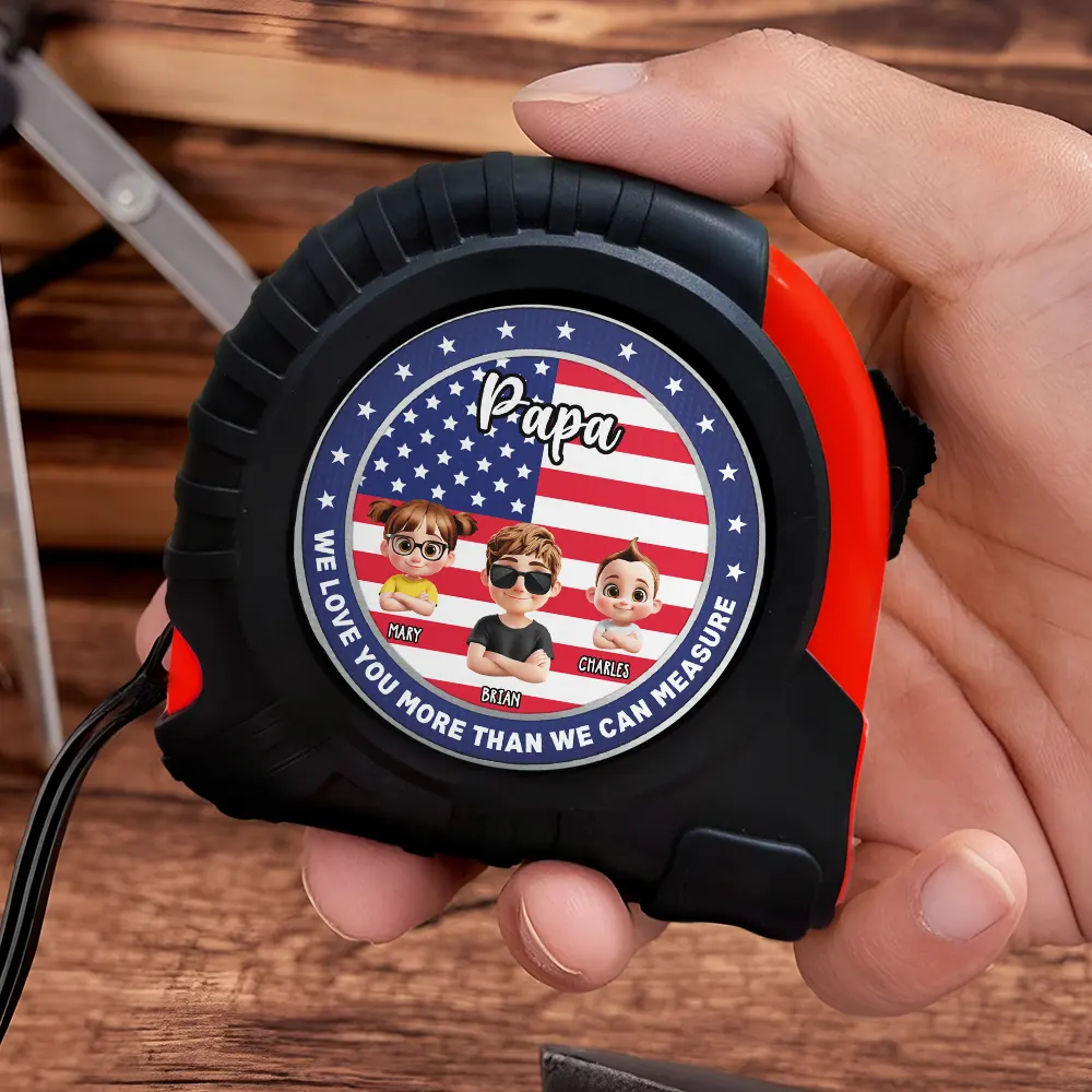 America Dad Grandpa We Love You More Than We Can Measure - Personalized Tape Measure - Image 3