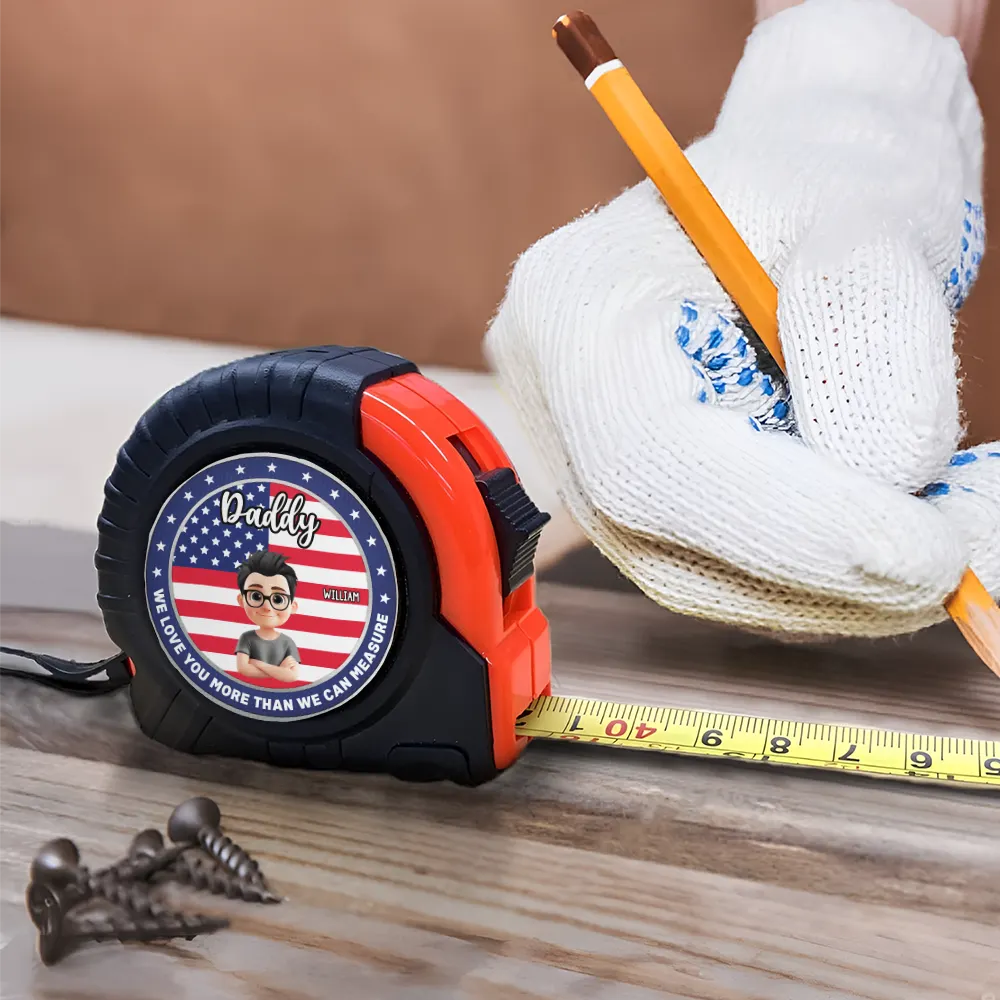 America Dad Grandpa We Love You More Than We Can Measure - Personalized Tape Measure - Image 4