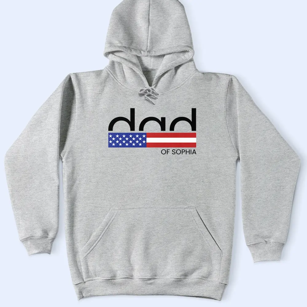 America Dad Of Kid Custom Name - Personalized T Shirt - Image 5