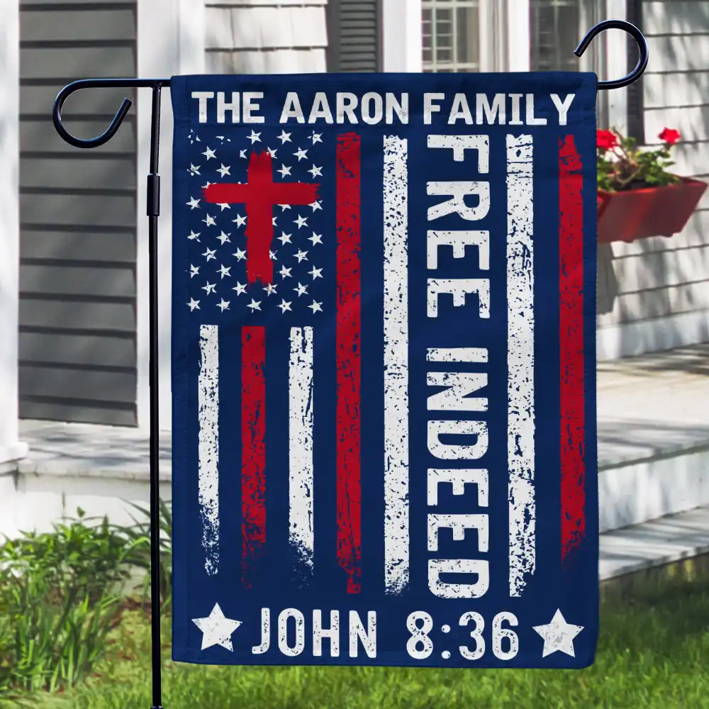 America Free Indeed Blessing Cross - Personalized Flag - Image 3