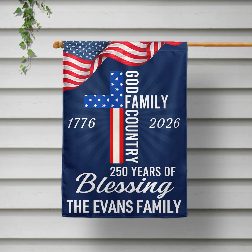America God Family Country 250 Years Of Blessing - Personalized Flag - Image 2