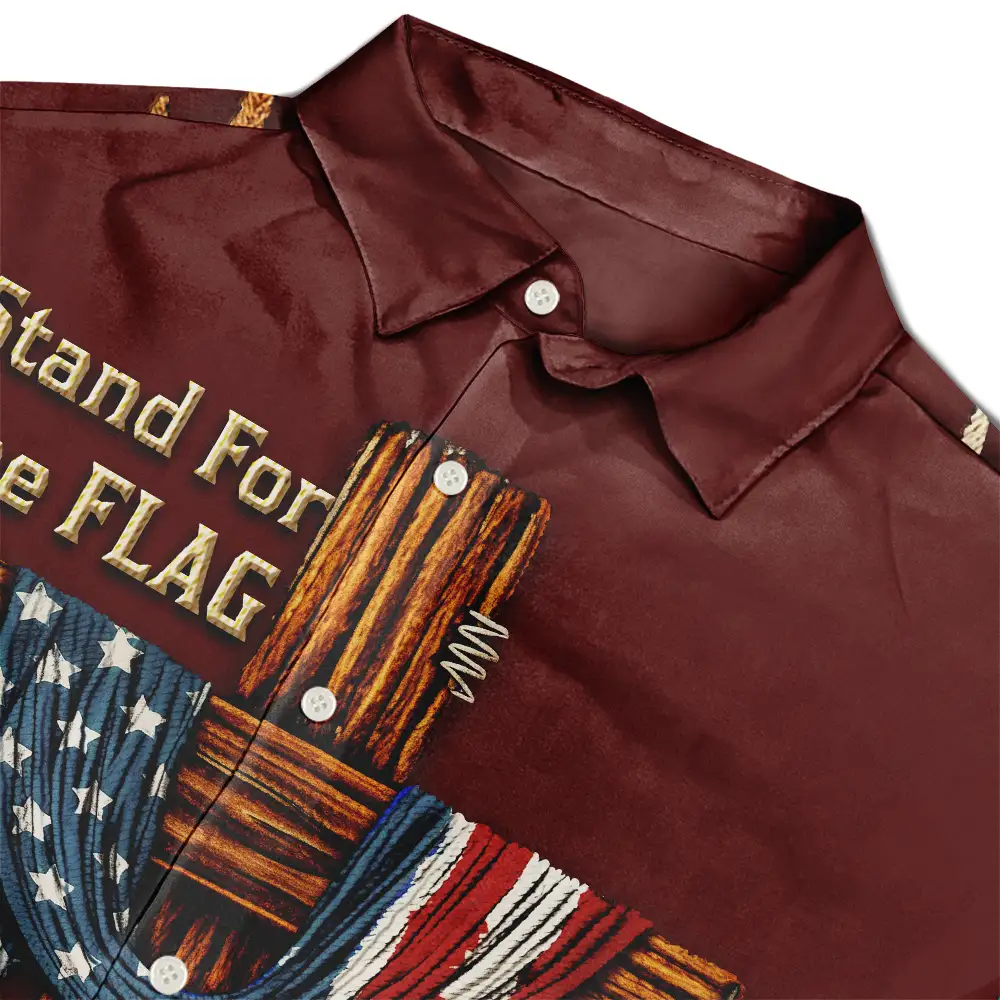 America Stand For The Flag Kneel For The Cross - Hawaiian Shirt - Image 4