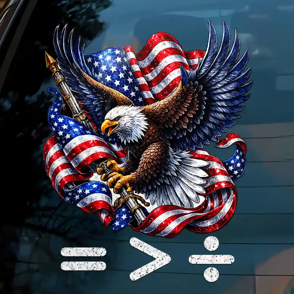 America Waving Flag Faux Glitter Equal Better Than Divide - Personalized Decor Decal - Image 3