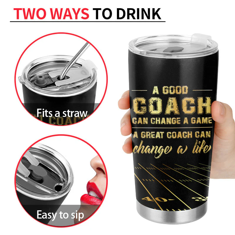 American Football Great Coach Can Change A Life - Gift For Coach - Personalized Custom Tumbler - Image 3