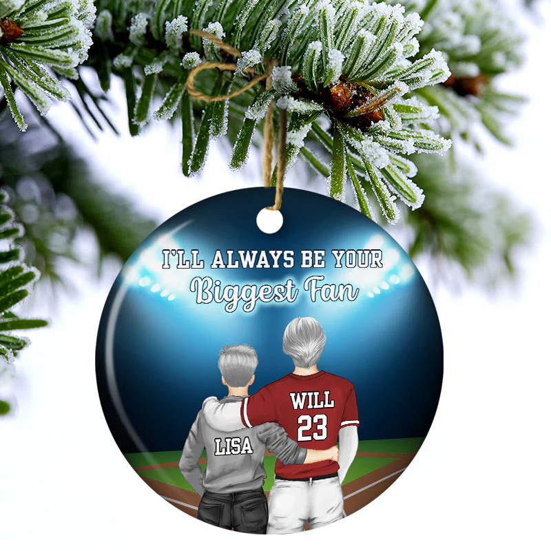 American Football Hockey I'm Your Biggest Fan - Personalized Custom Circle Ceramic Ornament - Image 3