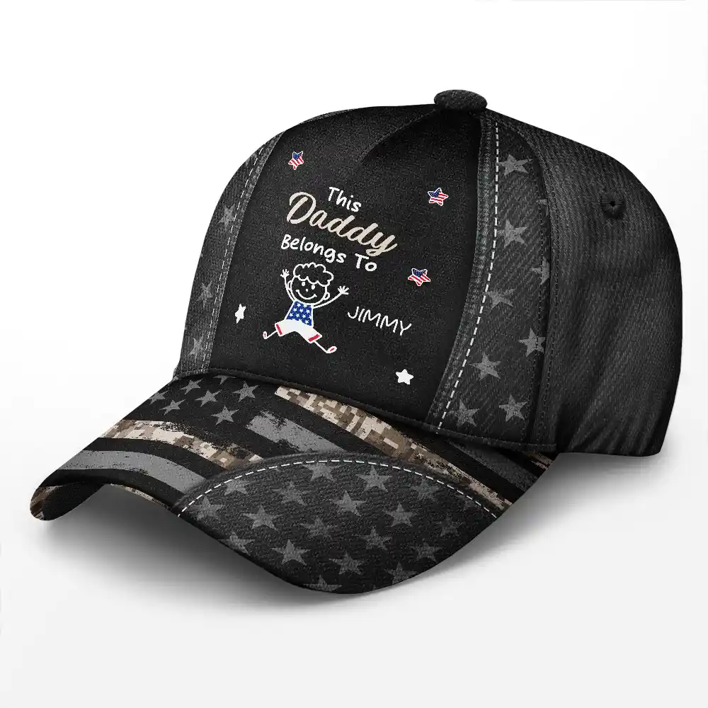 American Stars And Stripes This Papa Dad Belongs To - Personalized Classic Cap - Image 2