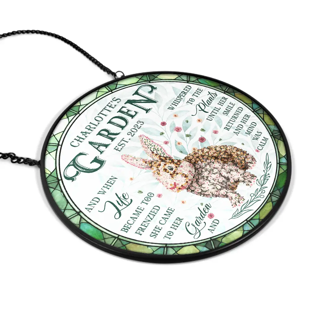 And Find My Soul Garden Floral Art - Personalized Stained Glass Window Hanging Suncatcher - Image 2