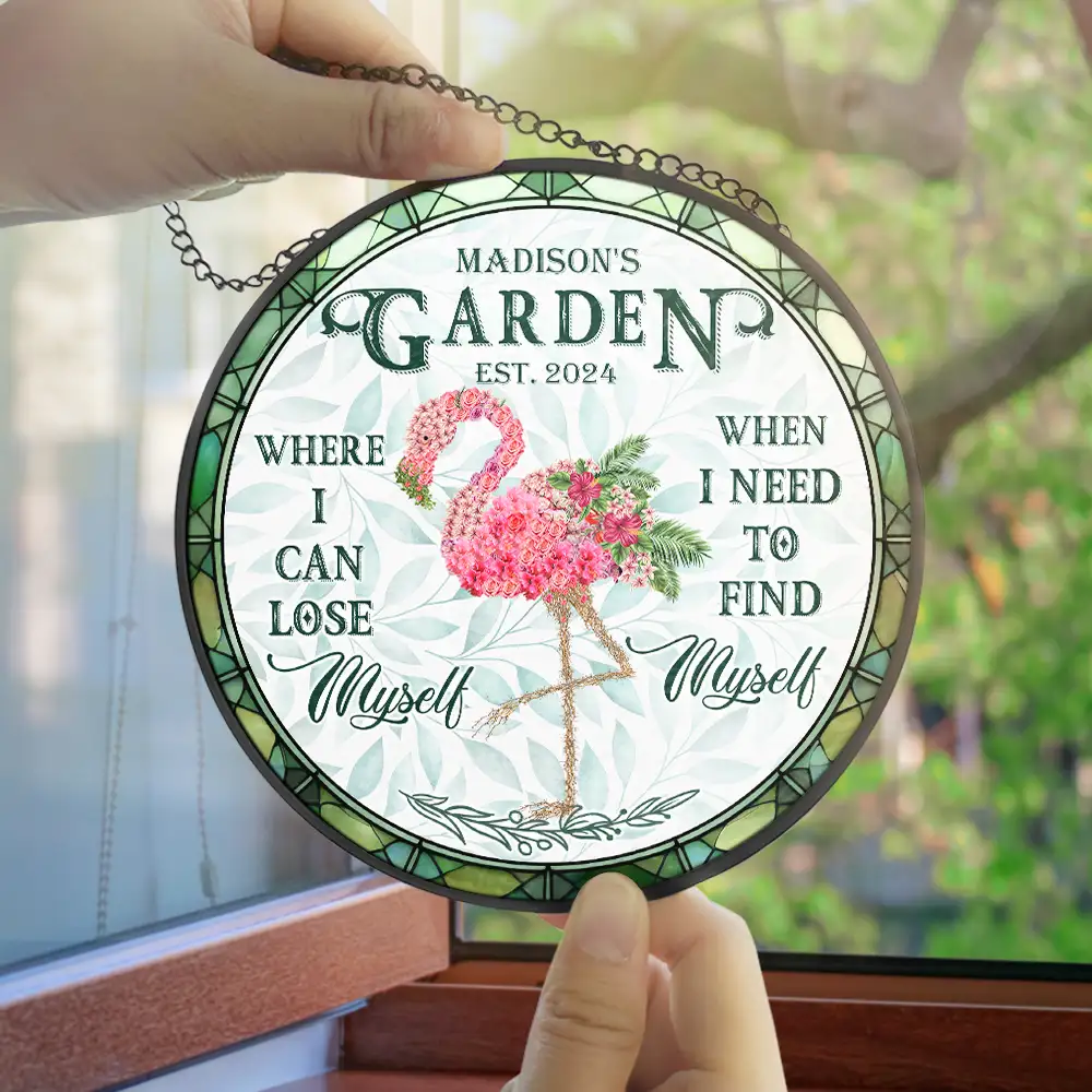 And Find My Soul Garden Floral Art - Personalized Stained Glass Window Hanging Suncatcher - Image 4