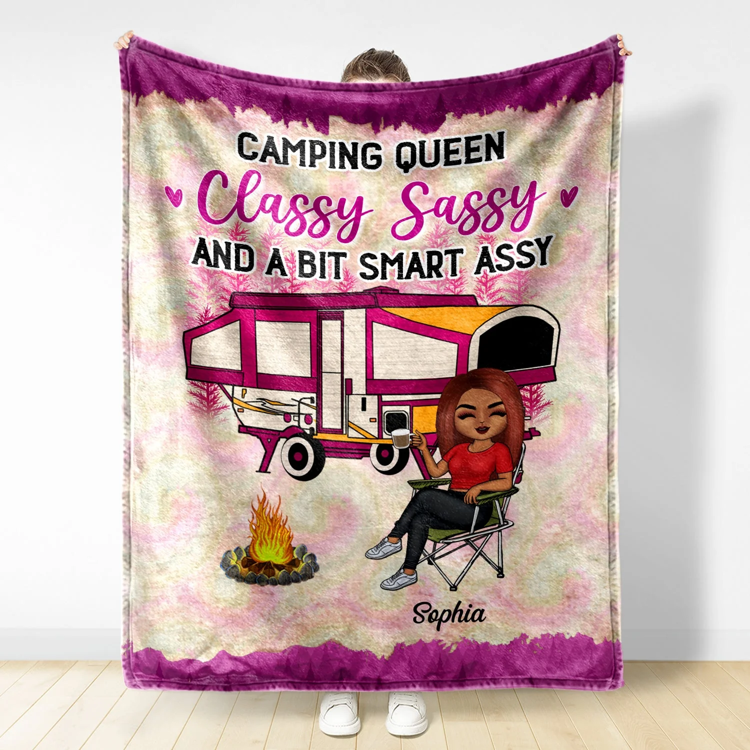 And Into The Forest I Go To Lose - Gift For Camping Lovers - Personalized Custom Fleece Blanket - Image 2