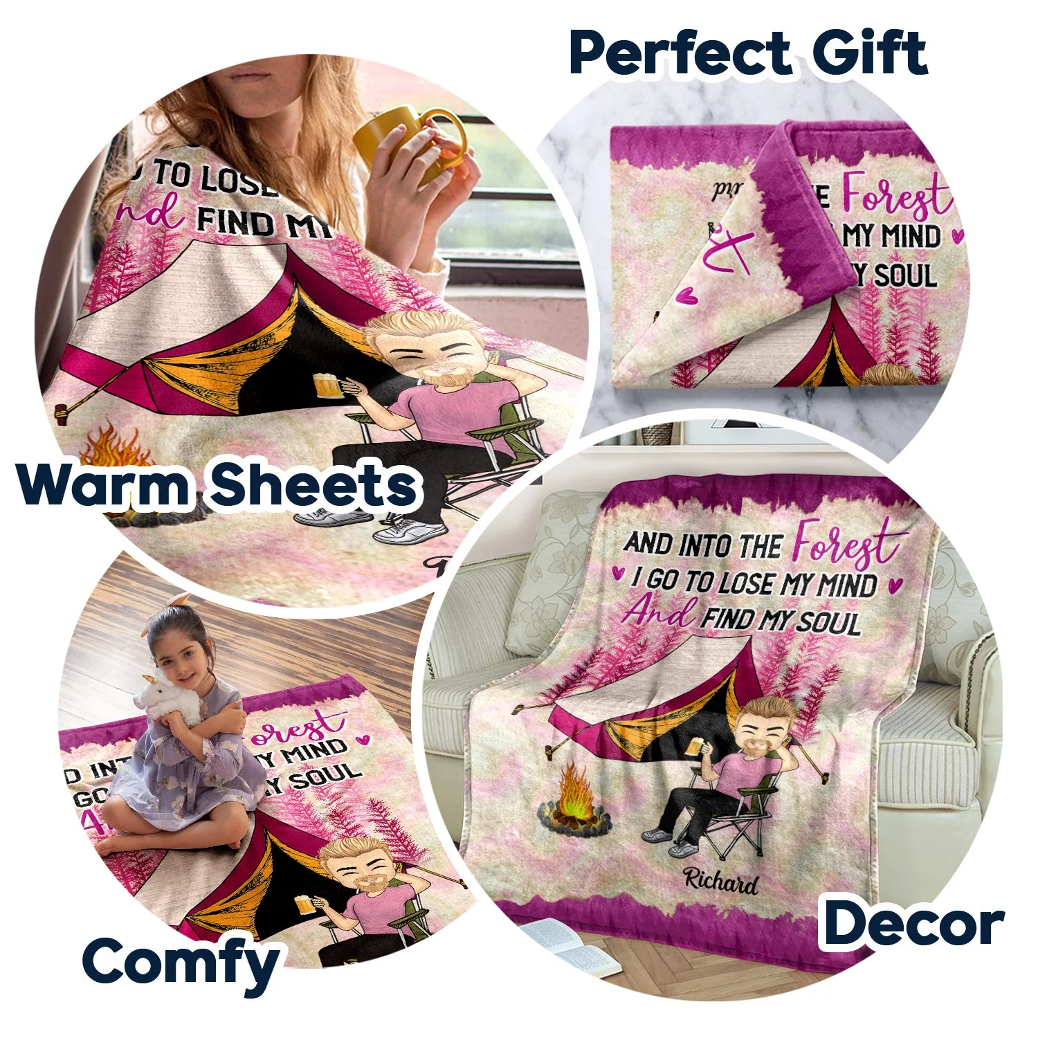 And Into The Forest I Go To Lose - Gift For Camping Lovers - Personalized Custom Fleece Blanket - Image 5