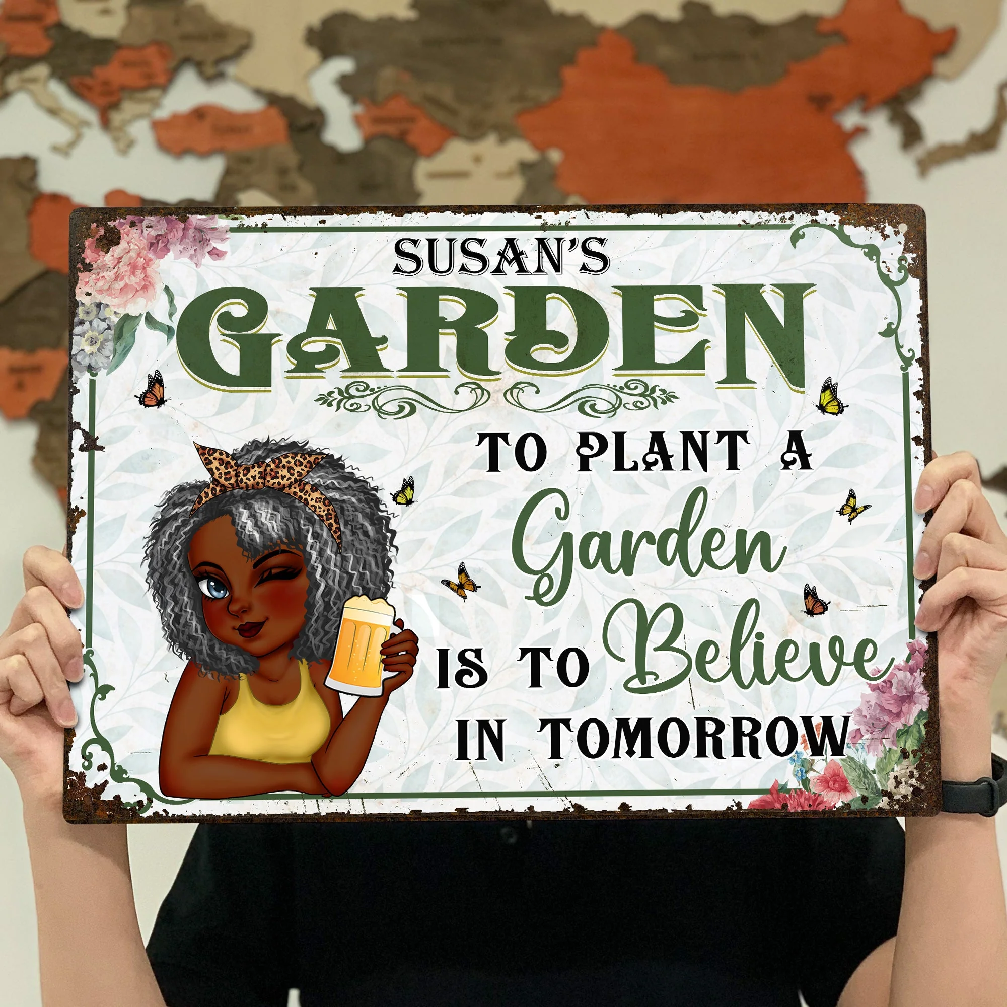 And Into The Garden I Go - Backyard Sign, Gift For Gardening Lovers, Gardeners - Personalized Classic Metal Signs - Image 4