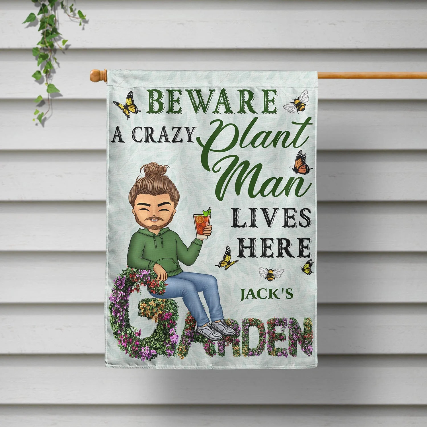 And Into The Garden I Go - Beware A Crazy Plant Lady Lives Here - Birthday, Housewarming Gift For Her, Him, Gardener, Outdoor Decor - Personalized Custom Flag - Image 2